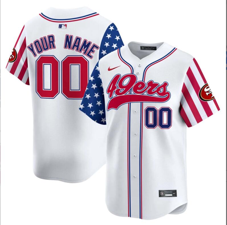 Men 2024 Nike NFL San Francisco 49ers  White 2024 Independence Day Vapor Premier Limited Custom Jersey